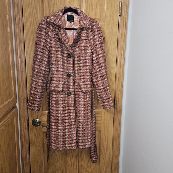 The Limited Women's Tweed Trench Coat - Pink and Brown - Picture 5 of 12